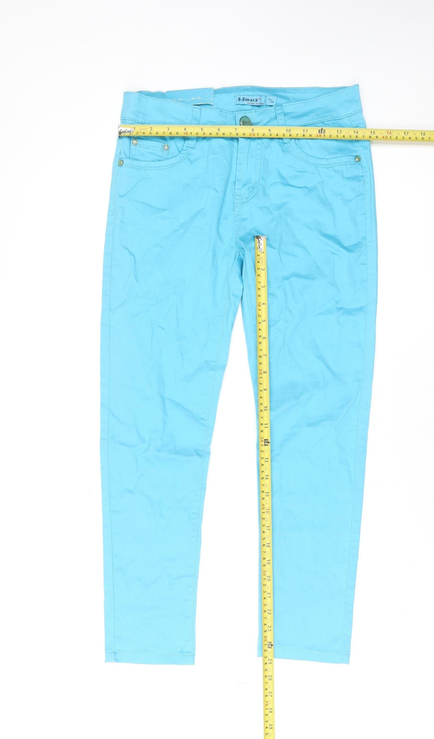G-Smack Women's Blue Straight Fit Stretch Denim Jeans M