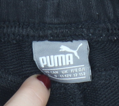 Puma Boys Black Athletic Shorts 11-12 Years Regular Fit Activewear