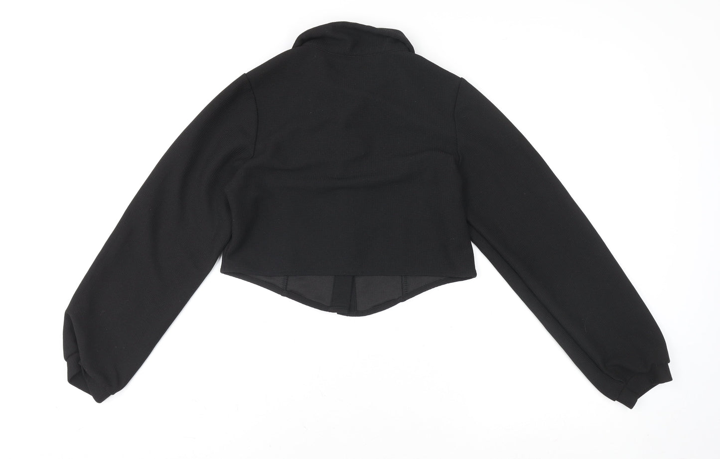 Dazy Women's Black Cropped Collared Button-Up Top Size M
