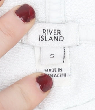 River Island Womens White Small Pullover Hoodie Casual Long Sleeve