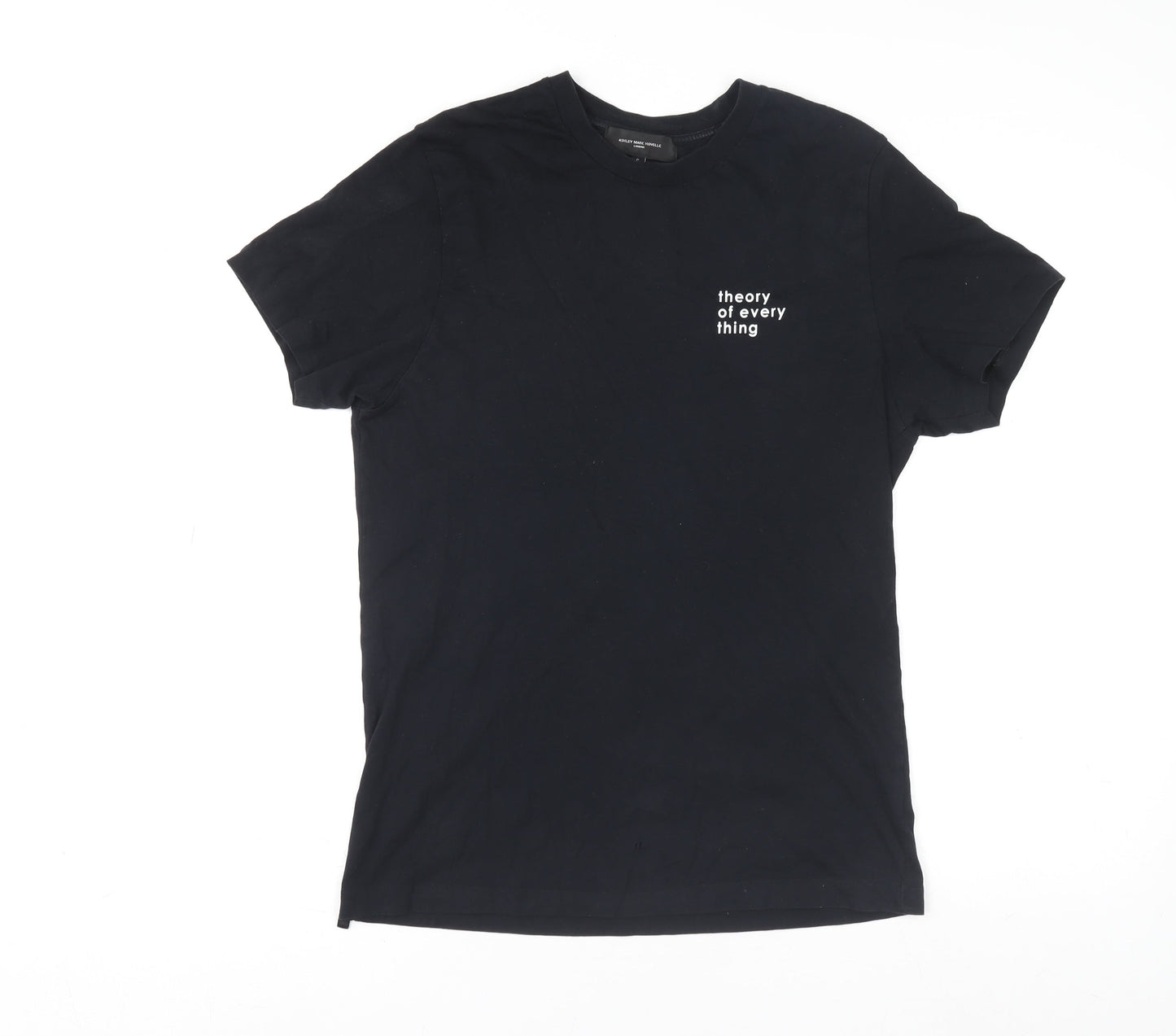 Ashley Marc Hovelle Men's Black Cotton Quote T-Shirt Size S