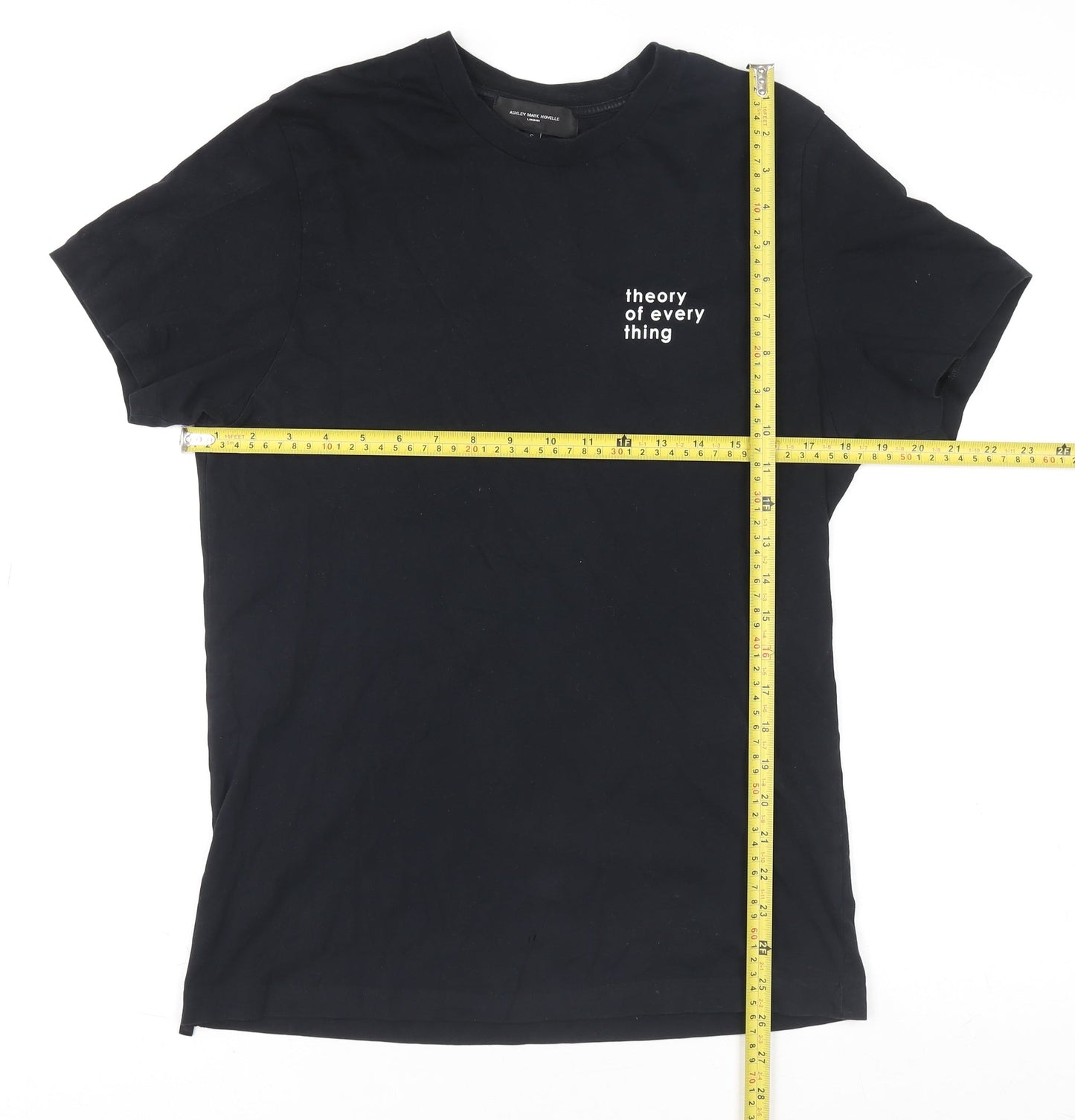Ashley Marc Hovelle Men's Black Cotton Quote T-Shirt Size S