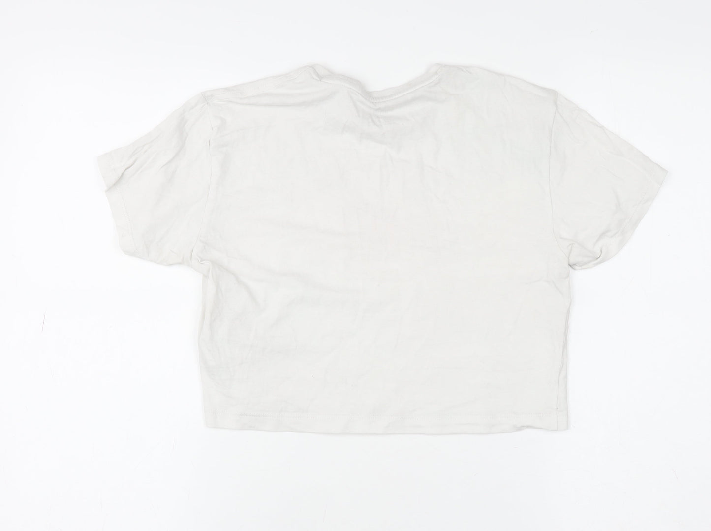 Puma Girls Ivory Cropped Logo T-Shirt 9-10 Years Short Sleeve Cotton
