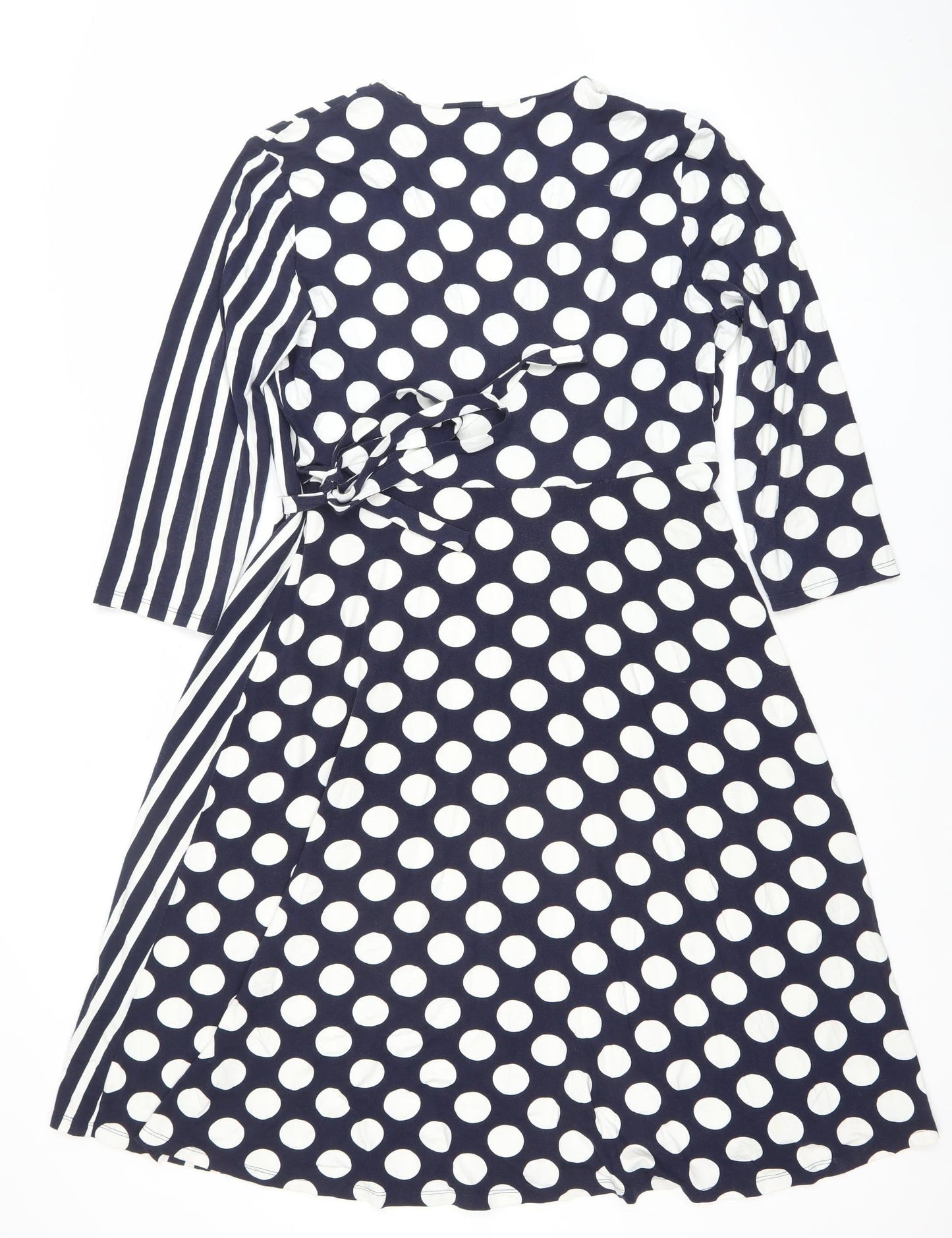 Gallery Women’s Blue Polka Dot Wrap Dress Size 16 V-Neck Jersey