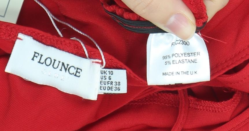 Flounce London Women’s Red Size 10 Ruched Bodycon Party Dress