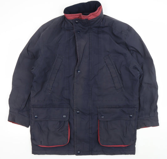 Marks and Spencer Men's Blue Mid-Length Parka Coat Size M