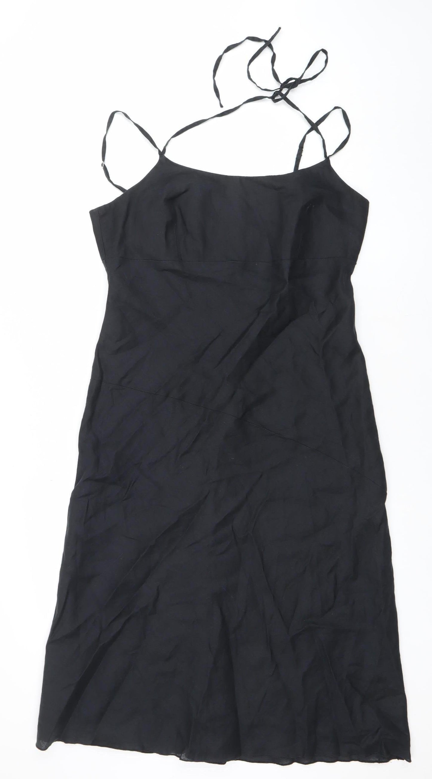 United Colors of Benetton Women's Black Linen Slip Dress L
