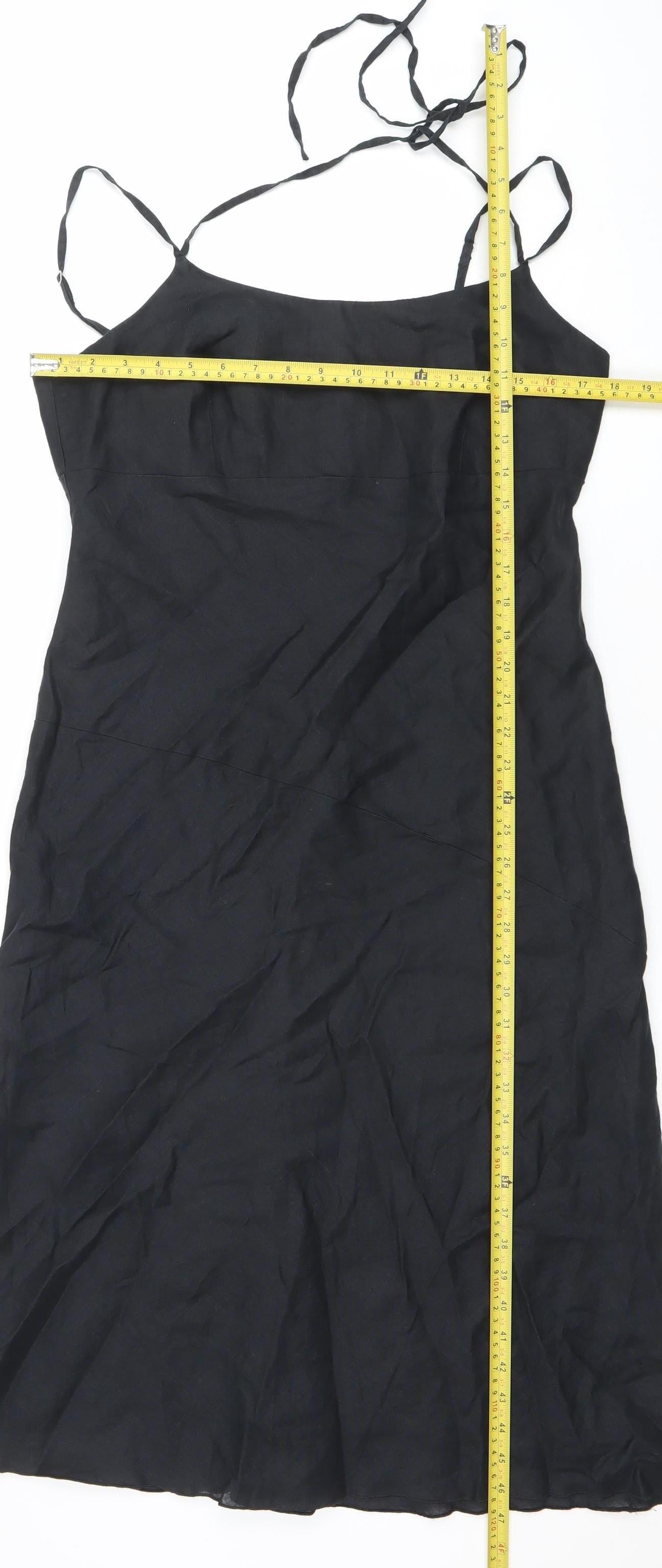United Colors of Benetton Women's Black Linen Slip Dress L