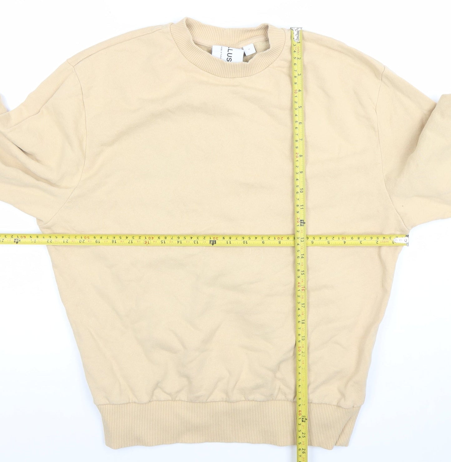Collusion Women Beige Crew Neck Pullover Sweatshirt Size S 100% Cotton