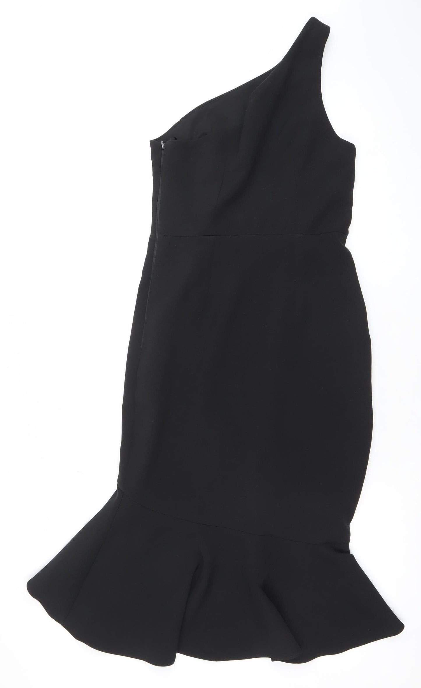 River Island Women’s Black One Shoulder Ruffle Bodycon Dress Size 8