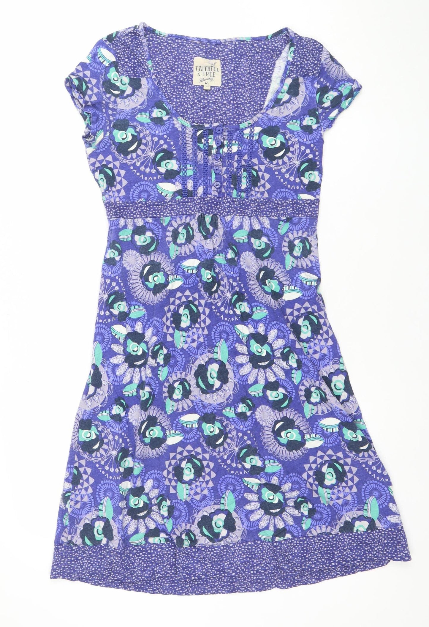 Faithful & True Womens Purple Floral A-Line Jersey Dress Size 10