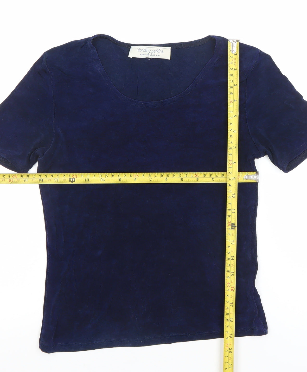 Dorothy Perkins Women’s Blue Short Sleeve Scoop Neck Jersey Top Size 12