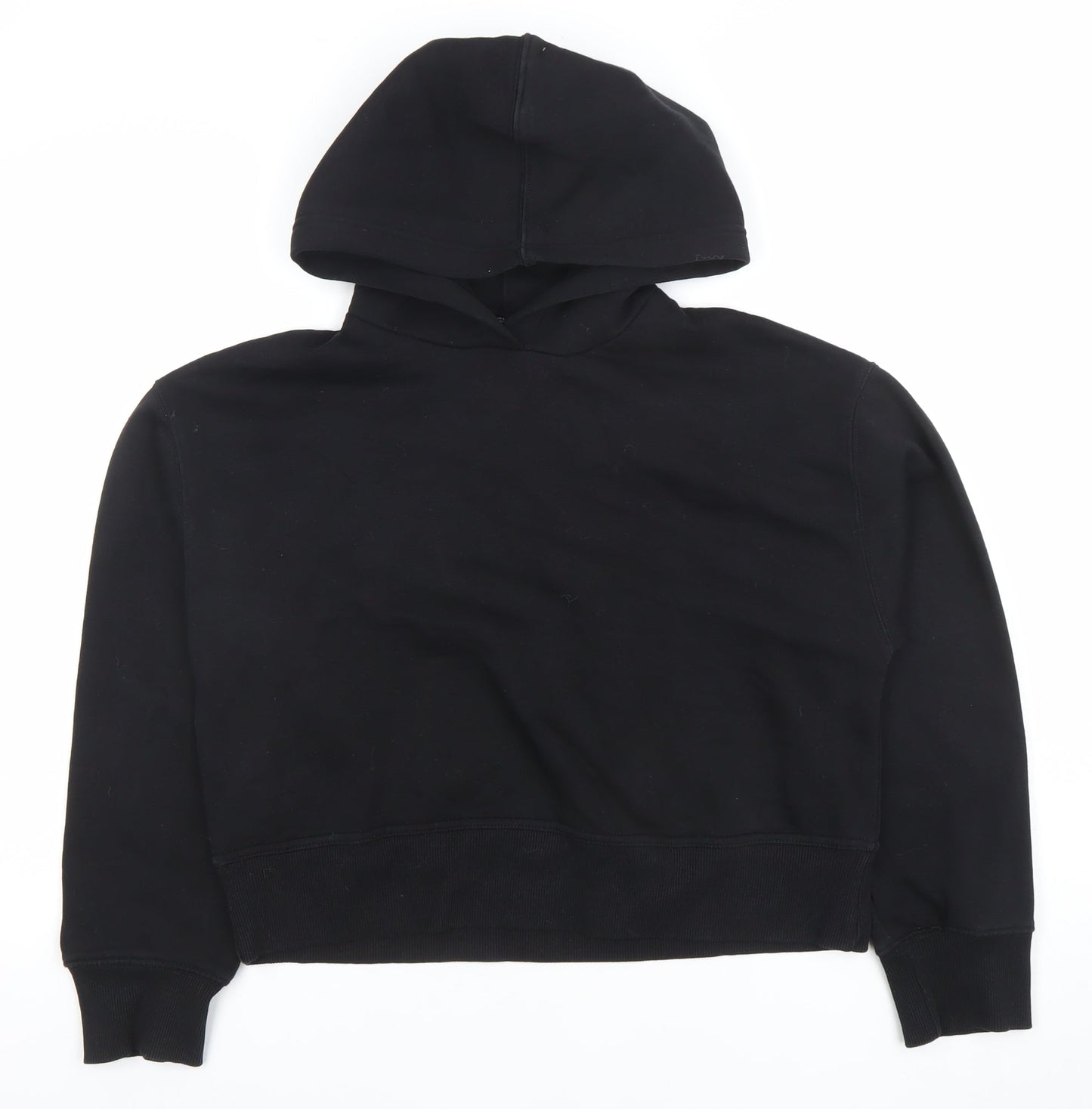 ZARA Women Black S Pullover Hoodie Cotton Casual Lined