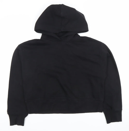 ZARA Women Black S Pullover Hoodie Cotton Casual Lined