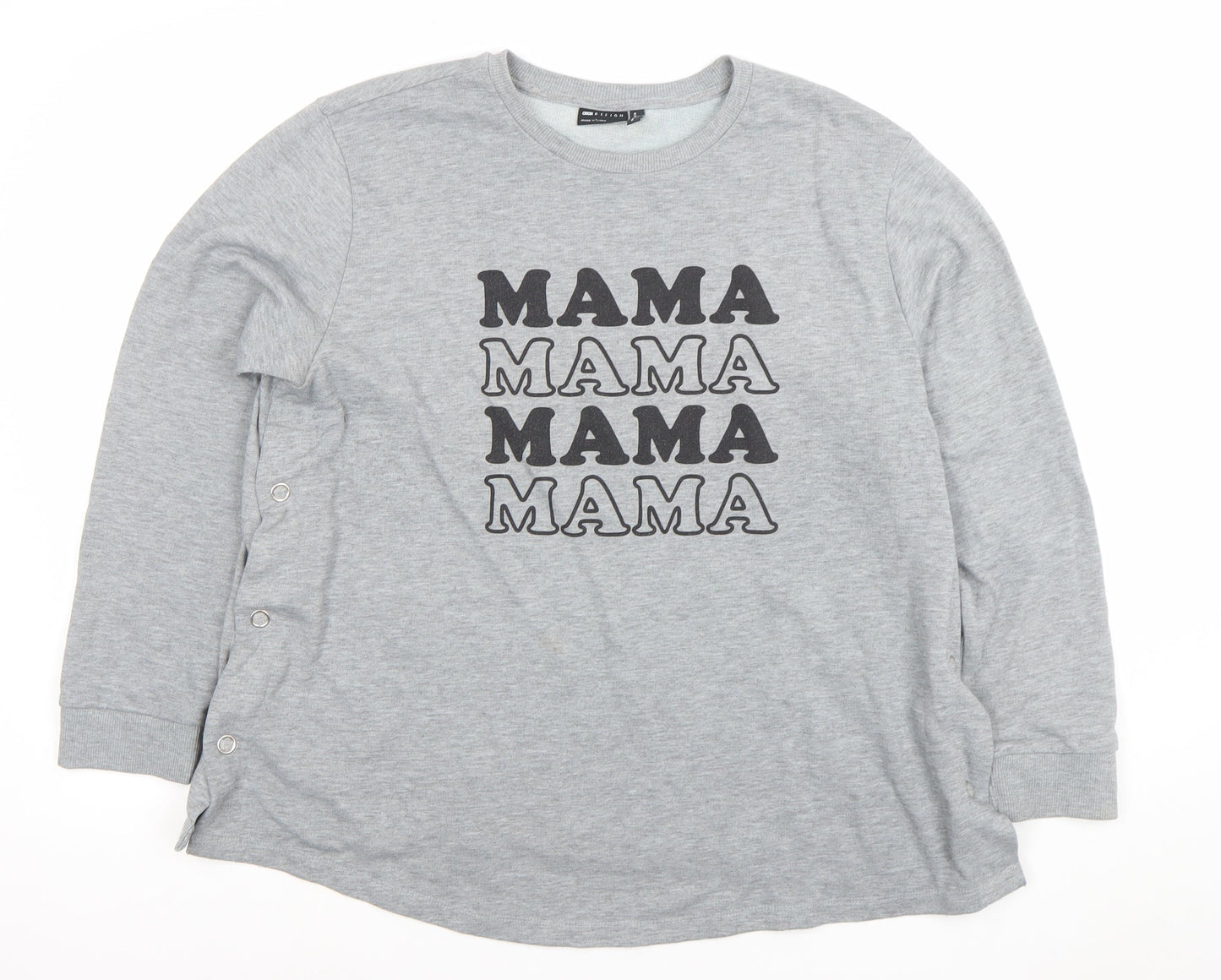 ASOS Women Grey MAMA Sweatshirt Size 14 Cotton Blend Pullover