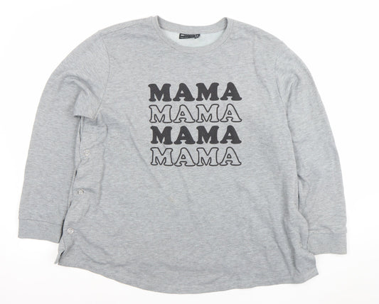 ASOS Women Grey MAMA Sweatshirt Size 14 Cotton Blend Pullover