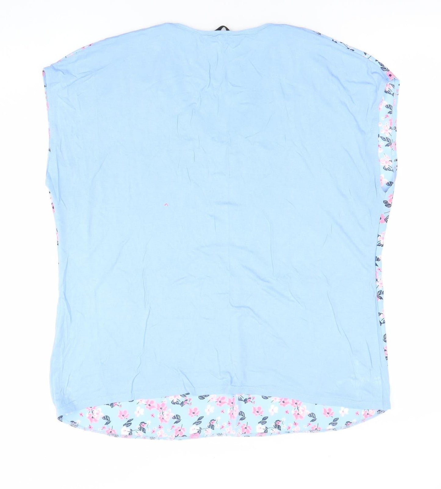 Dunnes Women's Blue Floral V-Neck Sleeveless Blouse Size M
