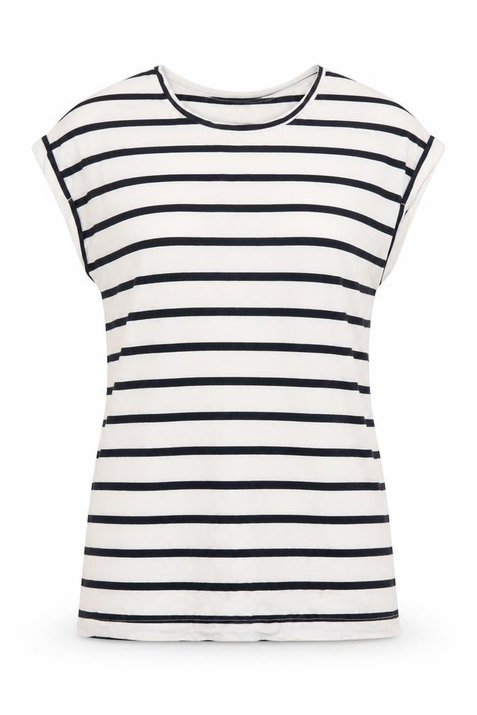 Dorothy Perkins Women’s White Striped Cotton T-Shirt Size 12