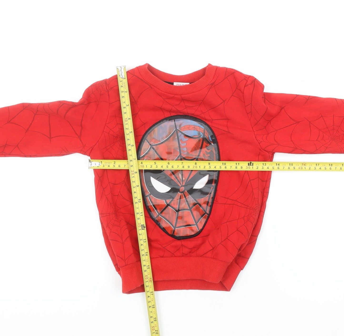 Marvel Spiderman Boys Red Pullover Sweatshirt 4-5 Years Graphic Print Fleece