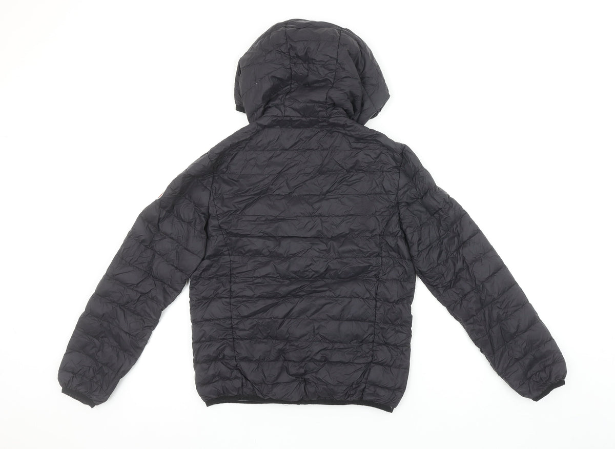 Surfanic Boys Black Hooded Puffer Jacket 10 Years Down Filled Nylon