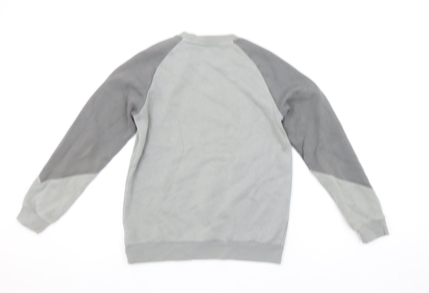 Adidas Boys Grey Colourblock Logo Sweatshirt 11-12 Years Pullover Fleece
