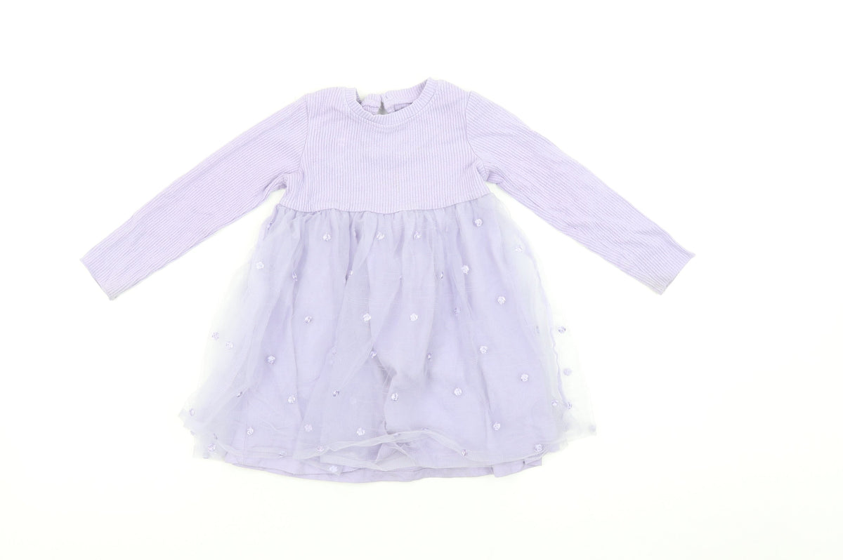 Dunnes Stores Girls Purple Embroidered Tutu Dress 18-24 Months
