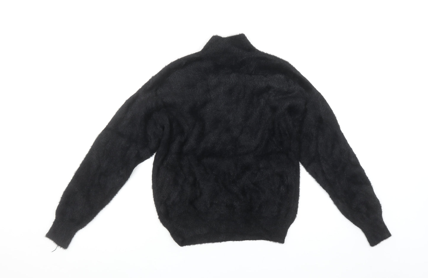 Primark Women's Black XS Mock Neck Fuzzy Knit Pullover Jumper
