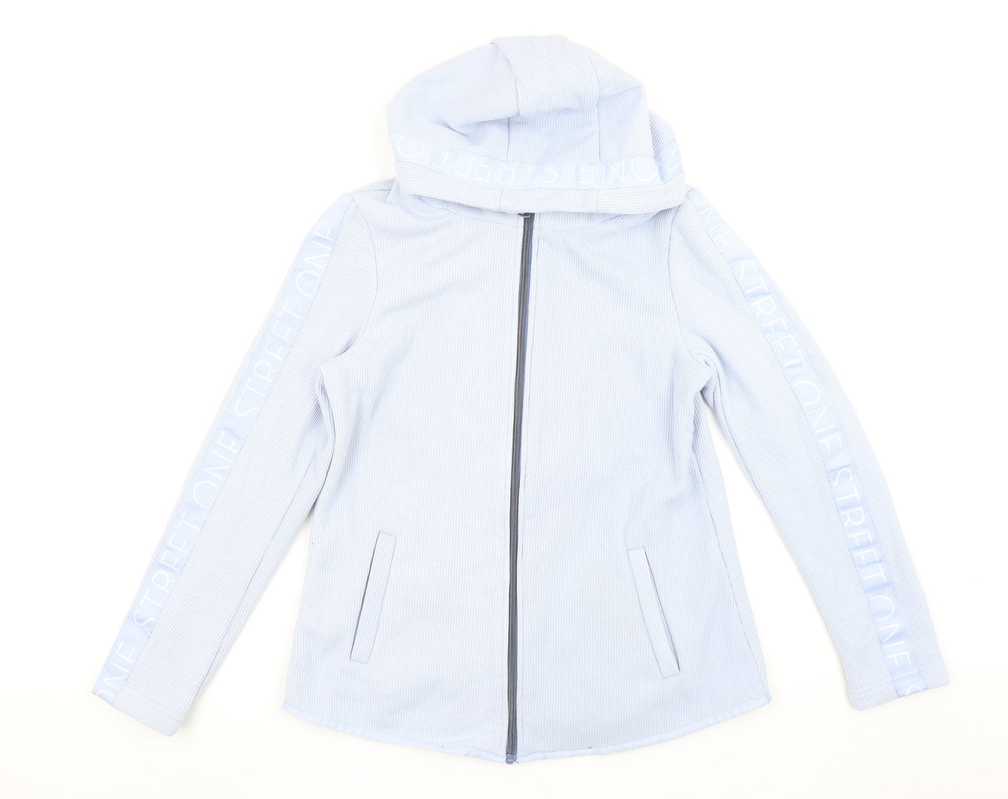 Street One Women Blue Full Zip Hoodie Size 10 Cotton Blend
