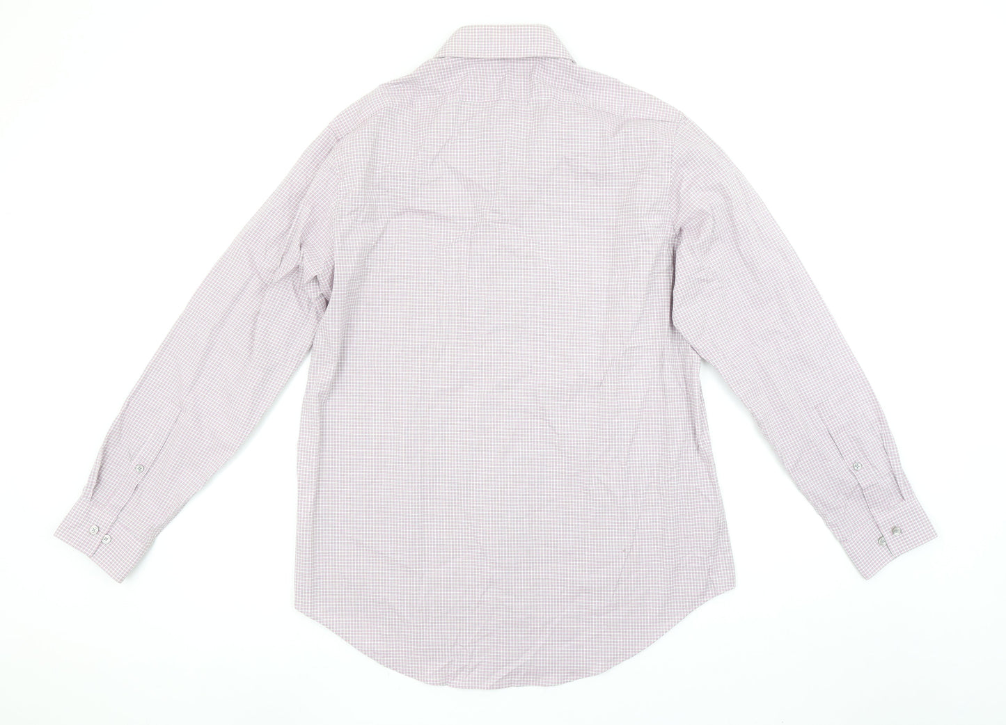 Calvin Klein Men’s Pink Slim Fit Stretch Check Shirt Size L 16” Collar