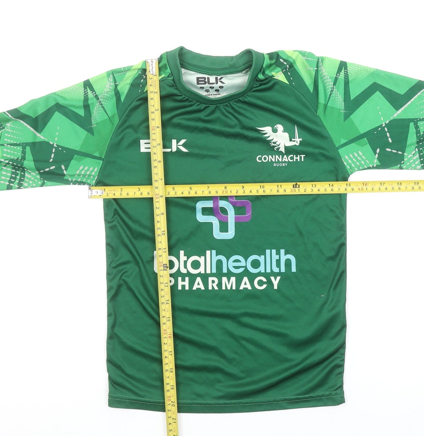BLK Boys Green Connacht Rugby Long Sleeve Athletic Top Size 8 Years