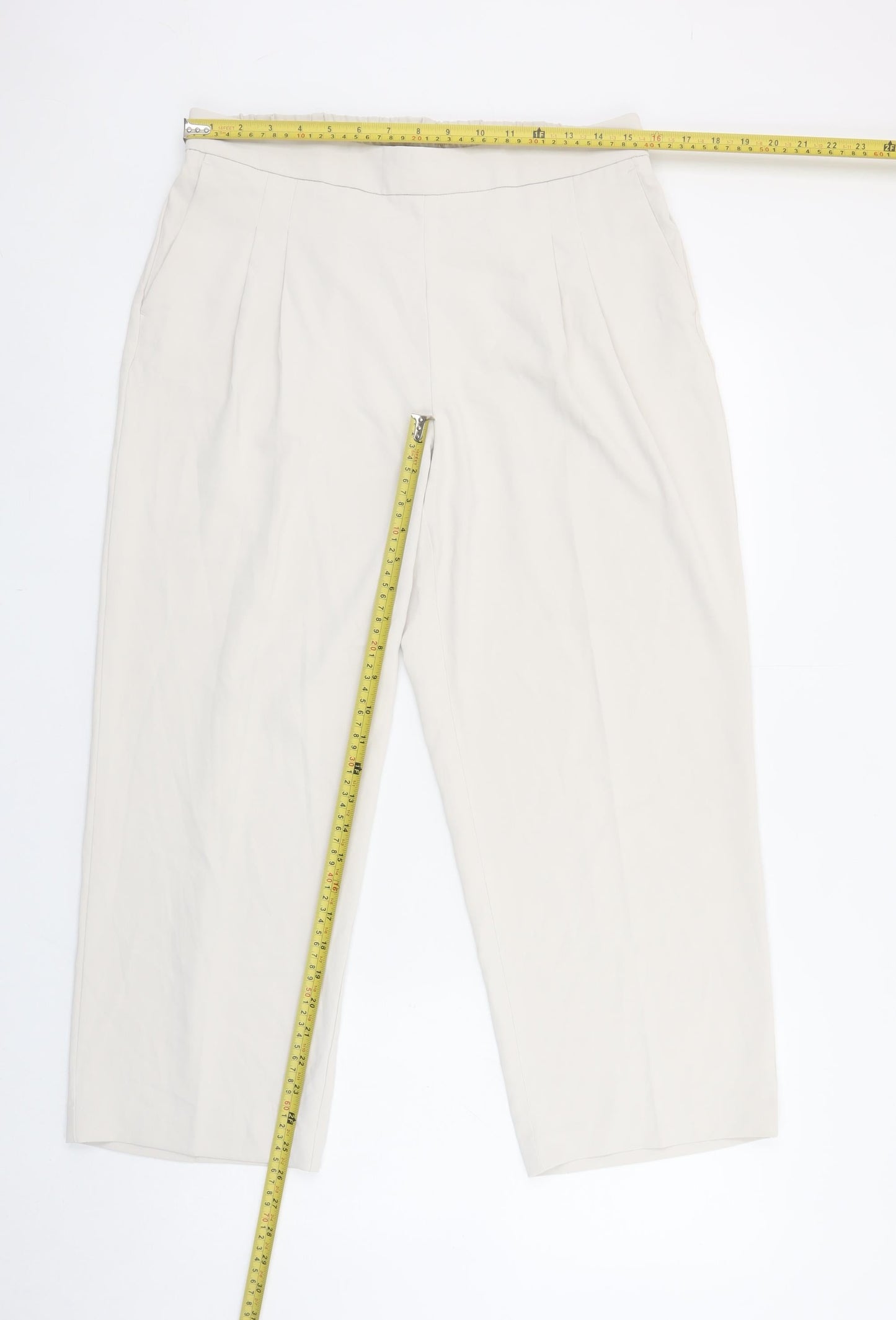 Rachel Zoe Womens Beige Cropped Trousers Size 14
