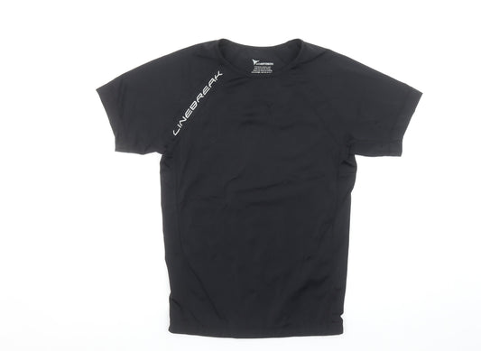 Linebreak Mens Black L Compression T-Shirt Athletic Fit
