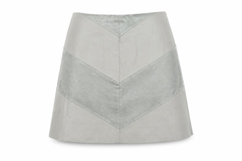 Zara Women Grey Faux Leather A-Line Knee Length Skirt Size S