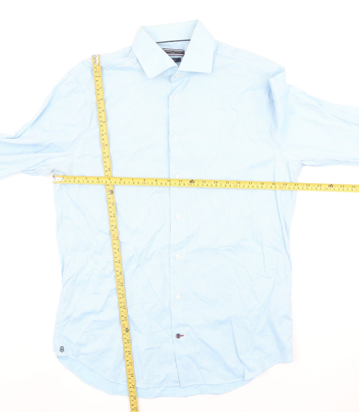 Tommy Hilfiger Men Blue Slim Fit Long Sleeve Cotton Shirt L