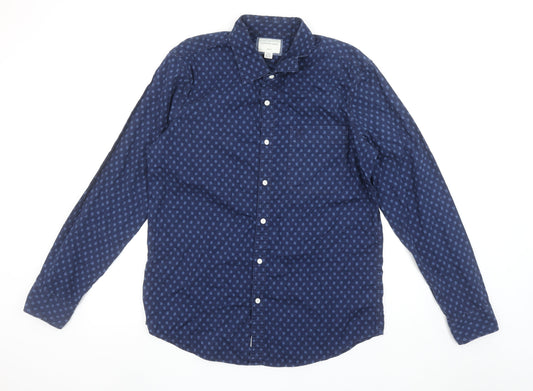 American Eagle Men’s Blue Slim Fit Long Sleeve Cotton Button-Up Shirt Size L