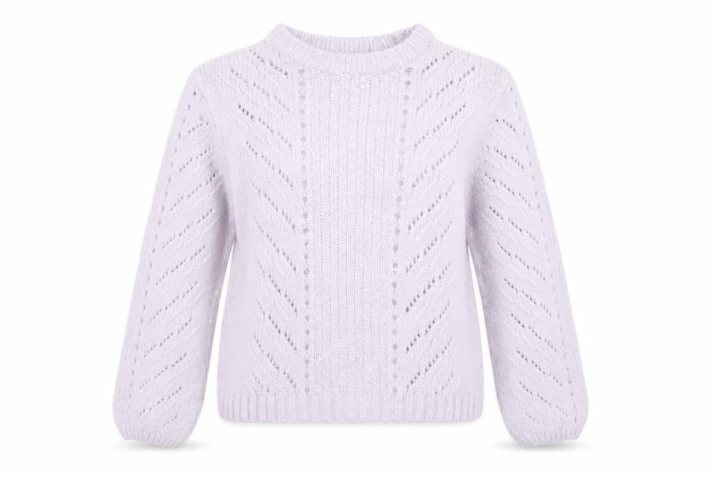 Bershka Women’s Purple Mock Neck Open-Knit Jumper Size 12