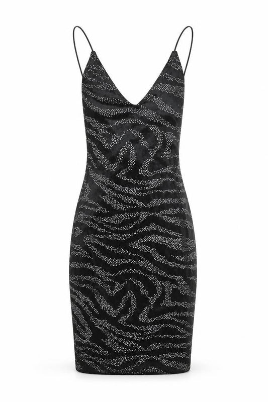 H&M Divided Women Black XS Sequin Velvet Bodycon Mini Dress