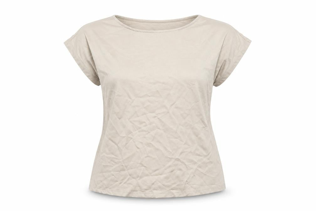 Vero Moda Womens Beige Boat Neck Basic T-Shirt XS Cotton Blend