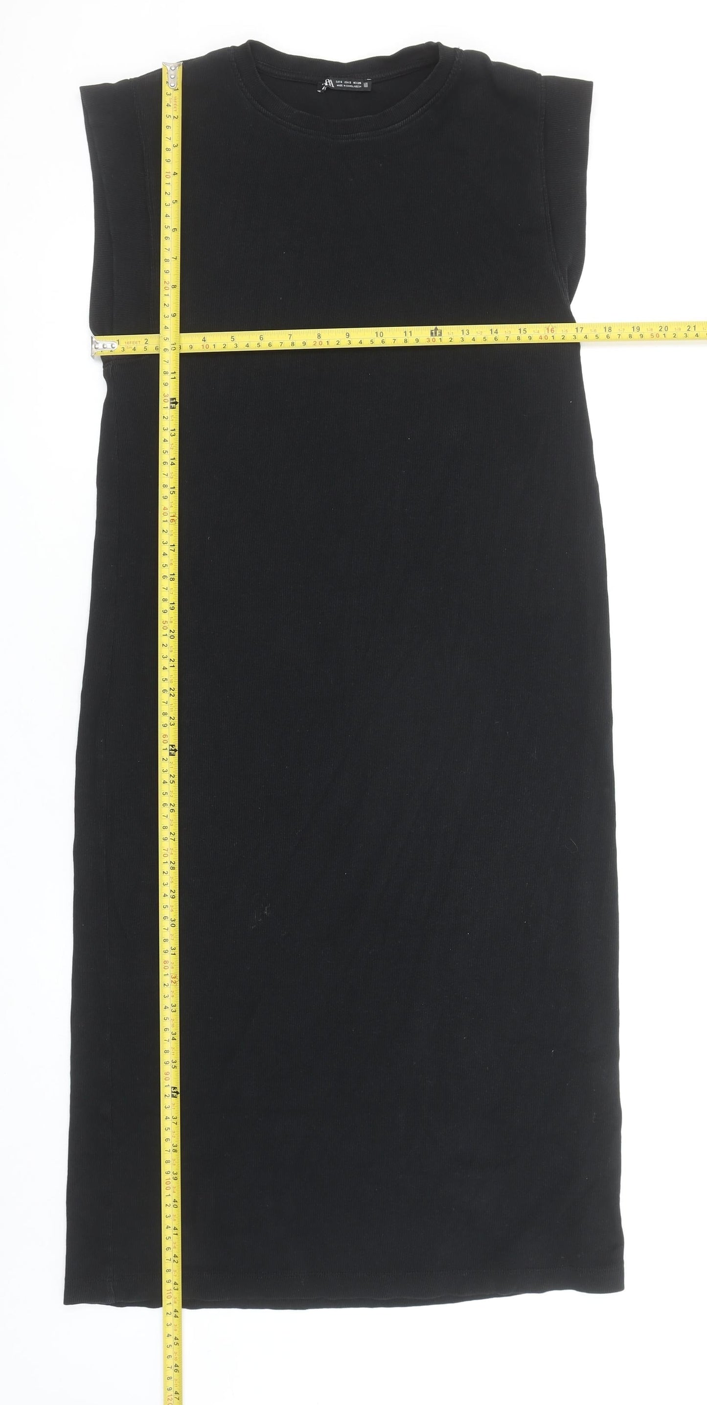 Zara Women Black Size 8 Sleeveless Cotton Stretch T-Shirt Dress