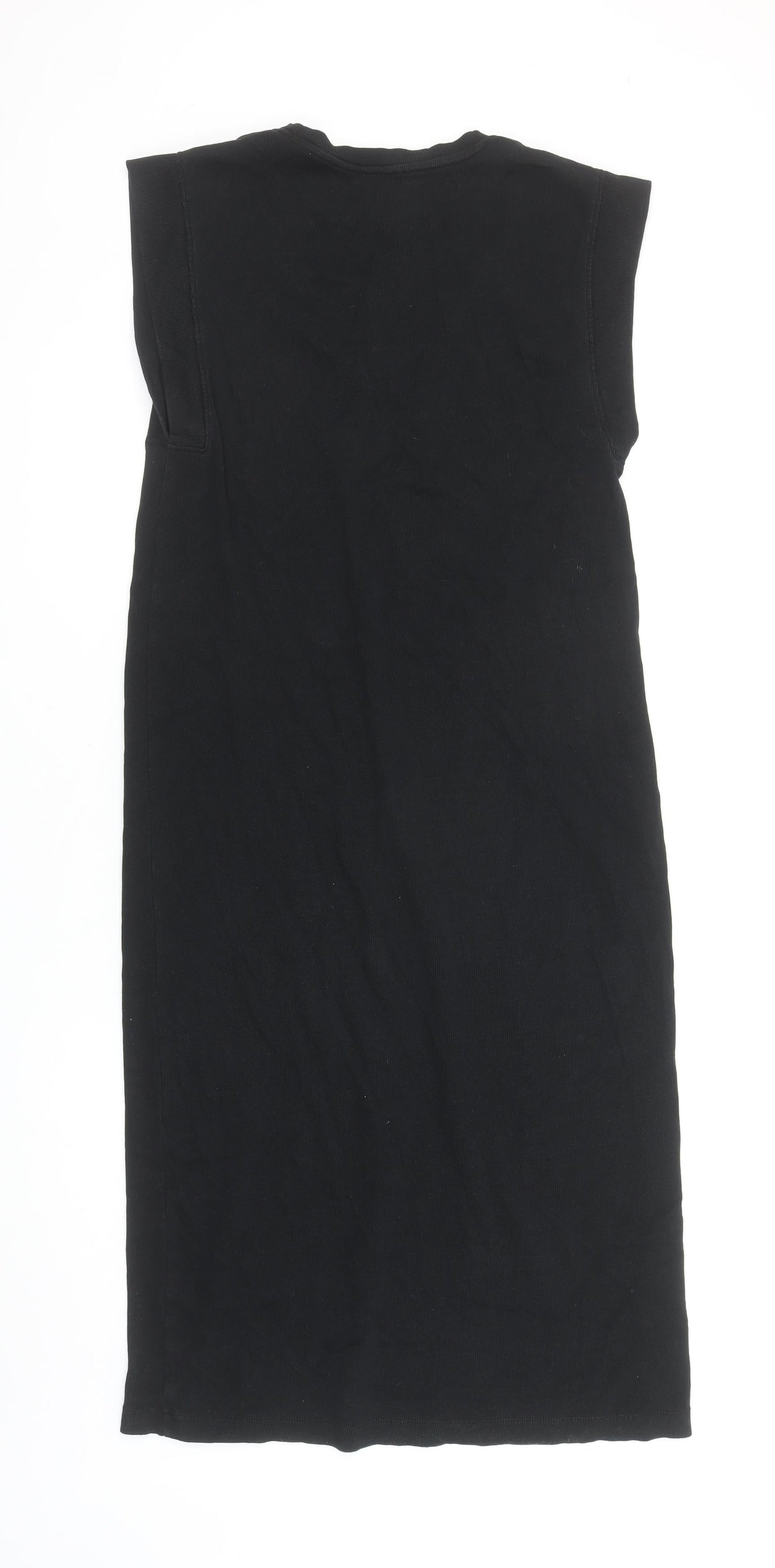 Zara Women Black Size 8 Sleeveless Cotton Stretch T-Shirt Dress