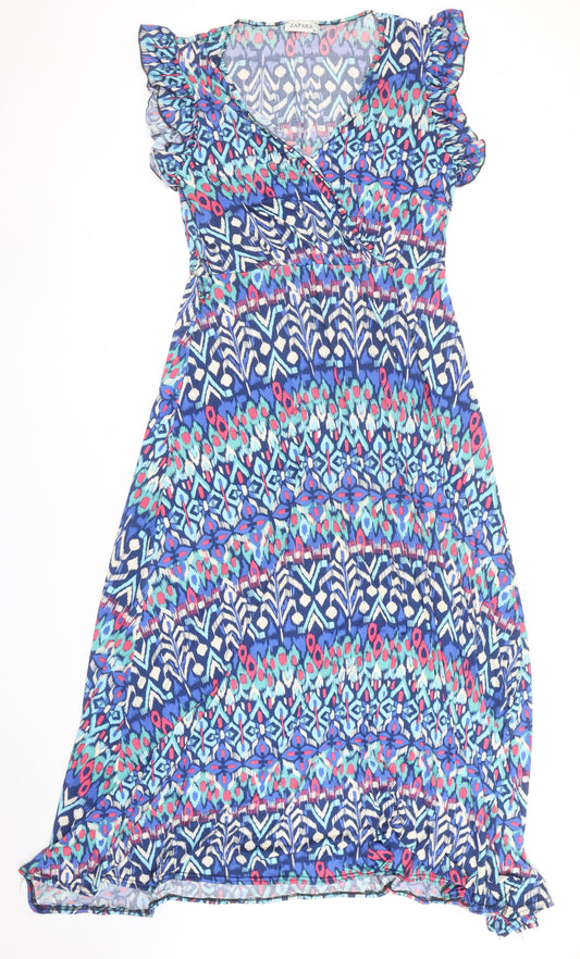 Zapara Women's Multicoloured Size 6 Fit & Flare V-Neck Dress