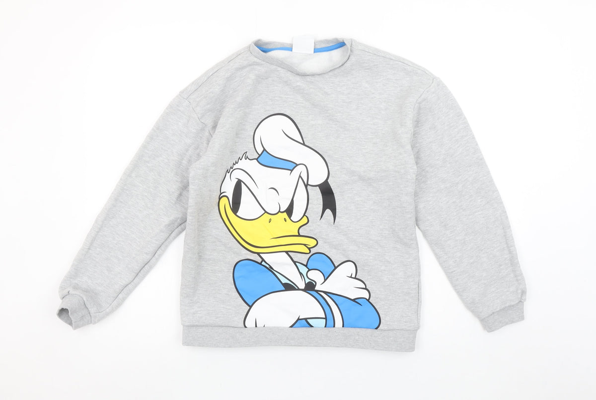 Disney Girls Grey Donald Duck Pullover Sweatshirt 12-13 Years