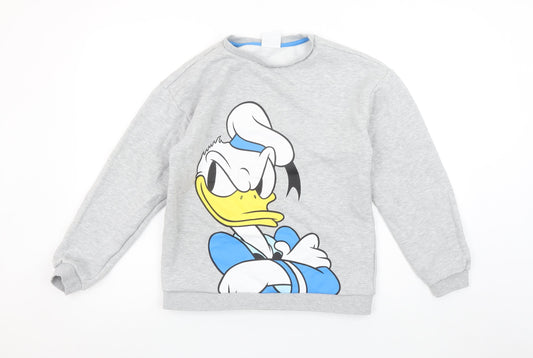 Disney Girls Grey Donald Duck Pullover Sweatshirt 12-13 Years