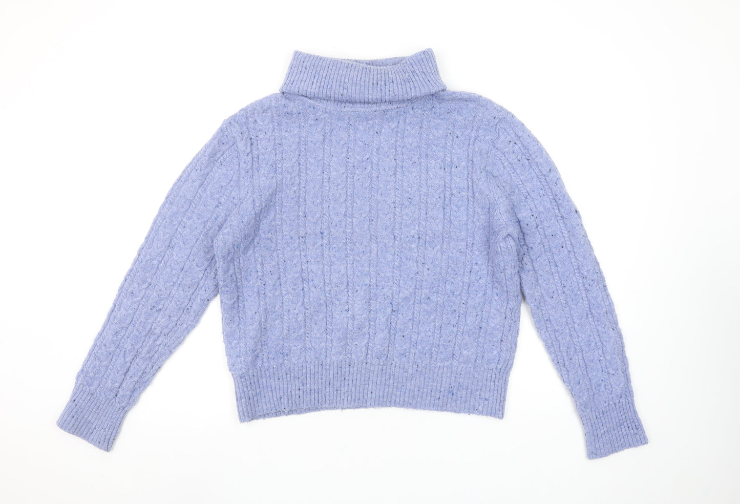 MNG Women’s Purple Cable-Knit Roll Neck Jumper Size 12