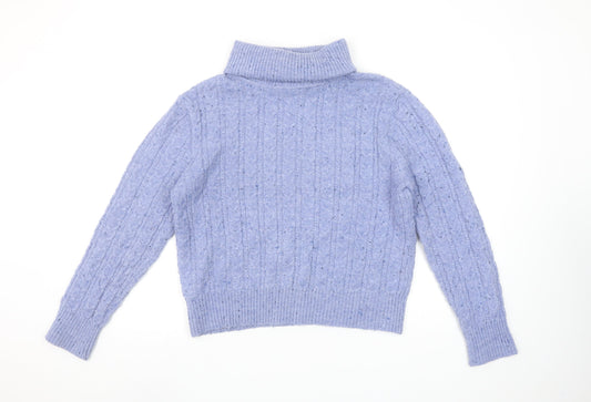 MNG Women’s Purple Cable-Knit Roll Neck Jumper Size 12