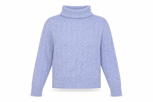 Mango Women’s Purple Cable-Knit Roll Neck Jumper Size 12