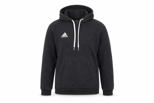 Front view of Adidas women’s black small pullover hoodie cotton blend