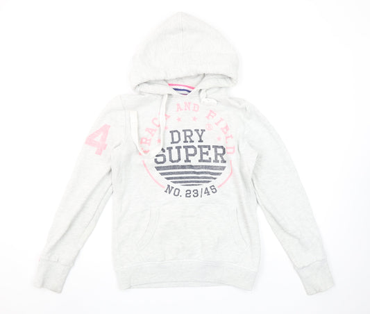 Superdry Women Grey Hoodie Small Track & Field Pullover