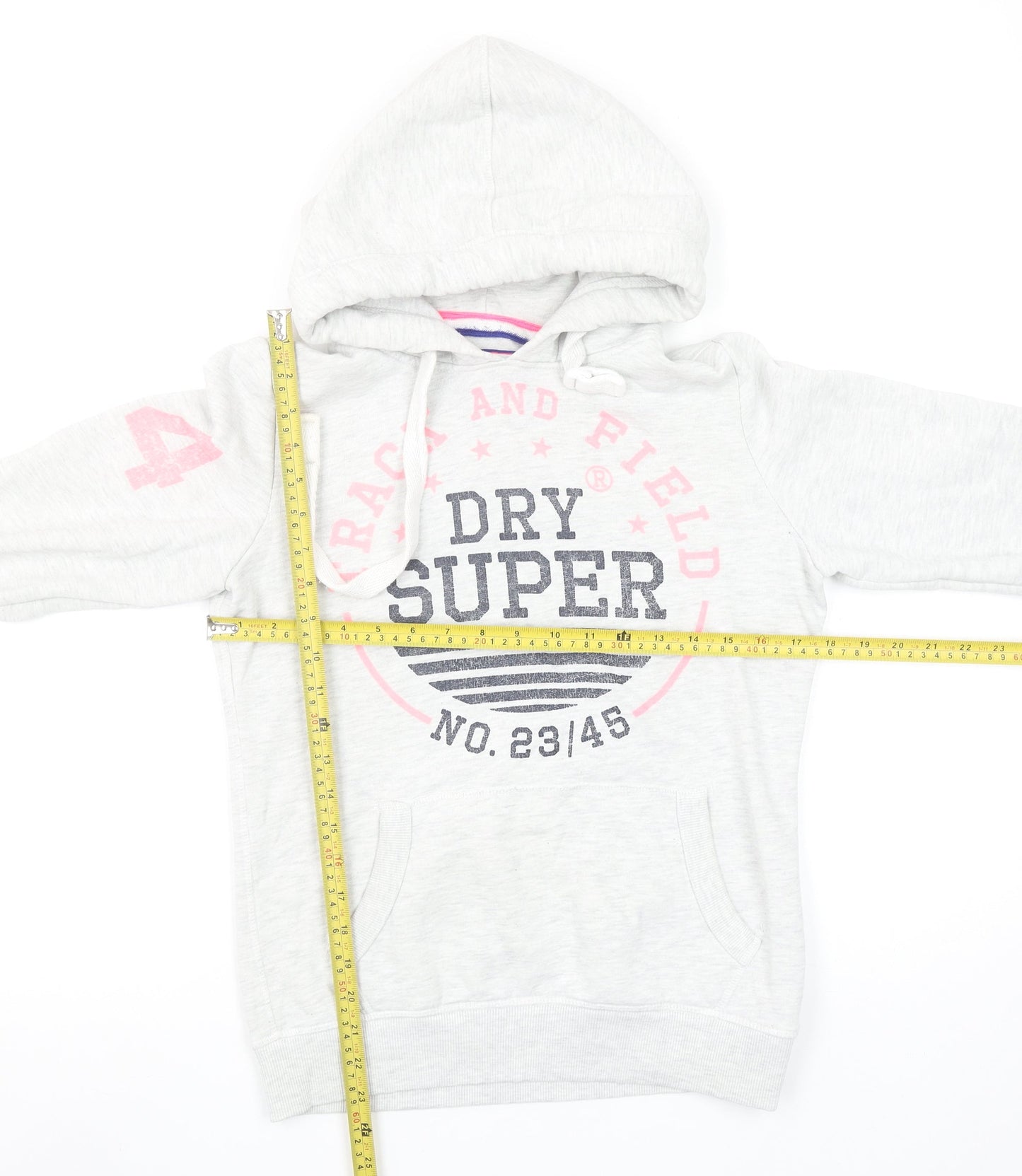 Superdry Women Grey Hoodie Small Track & Field Pullover