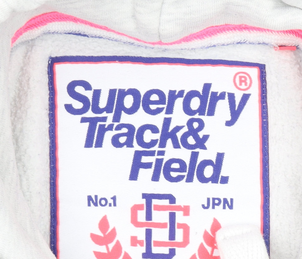 Superdry Women Grey Hoodie Small Track & Field Pullover